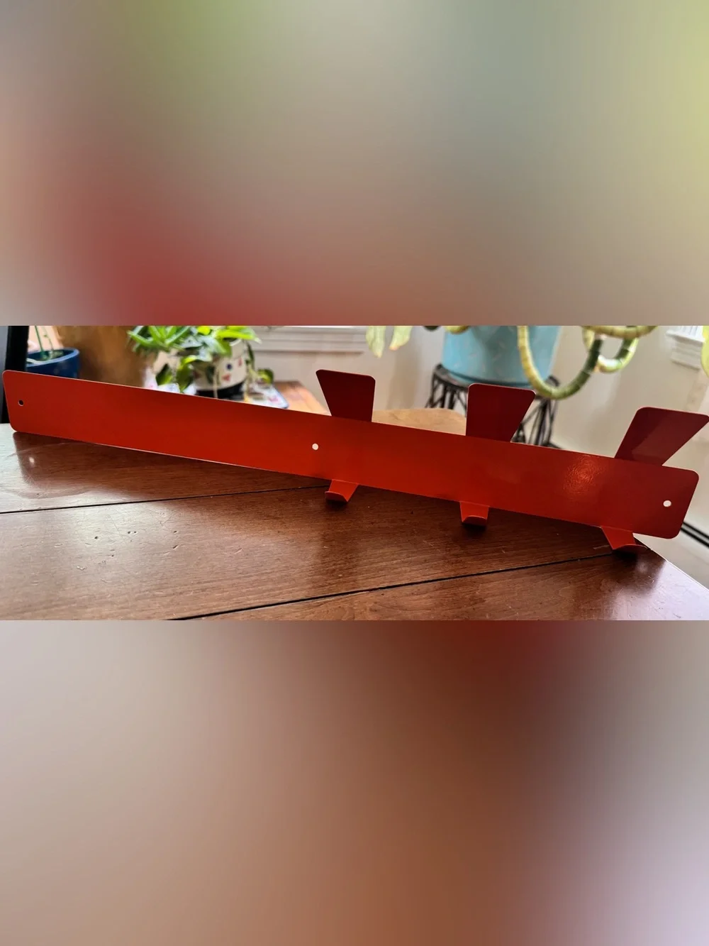Midcentry Modern Orange Magnatic Metal Wall Hook Rail “Line and Sinker”